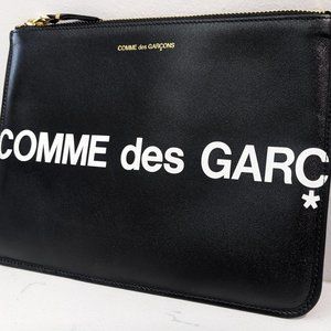 Comme des Garçons Wallet Logo Printed Clutch Bag Leather Pouch